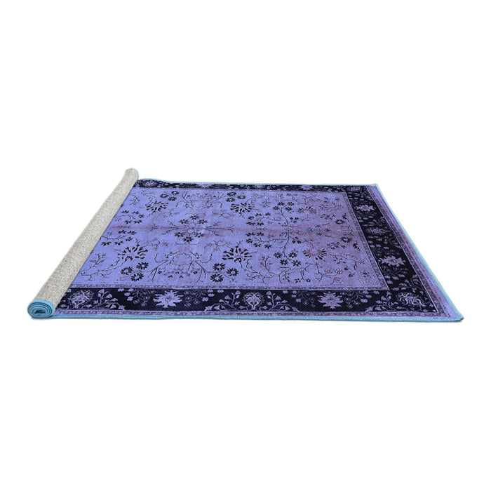 Sideview of Machine Washable Oriental Blue Traditional Rug, wshurb518blu