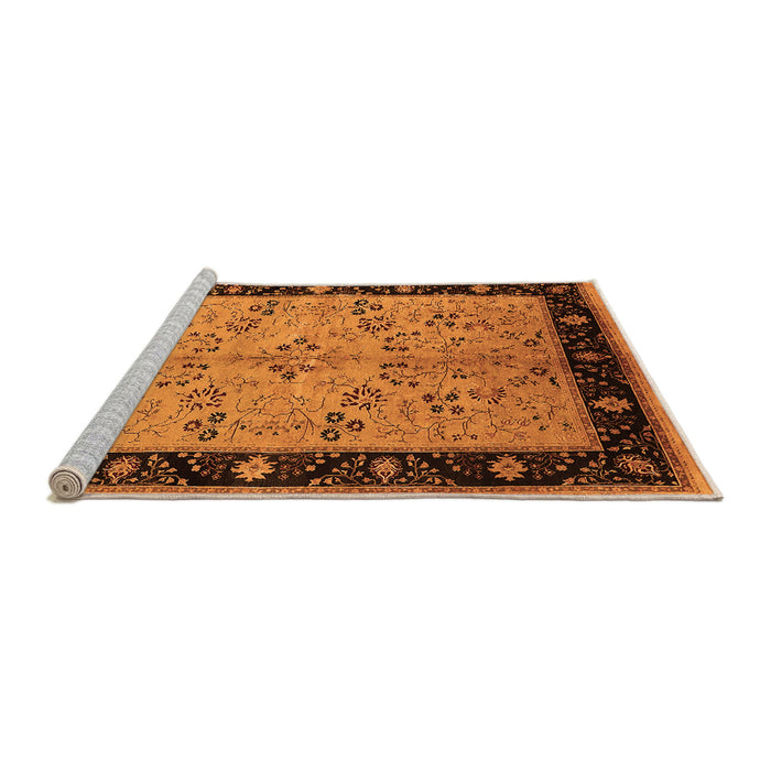 Sideview of Machine Washable Oriental Orange Traditional Area Rugs, wshurb518org