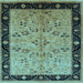 Square Machine Washable Oriental Light Blue Traditional Rug, wshurb518lblu