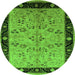 Round Oriental Green Traditional Rug, urb518grn