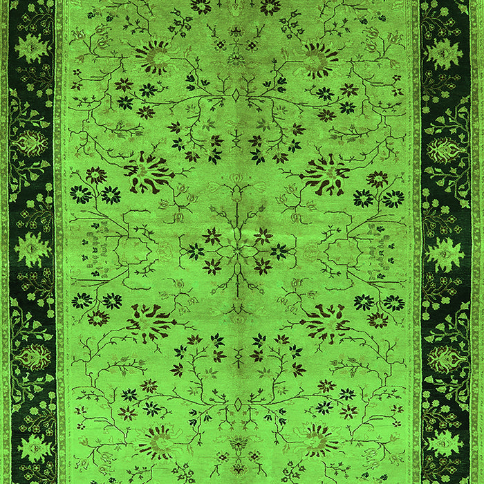 Machine Washable Oriental Green Traditional Area Rugs, wshurb518grn