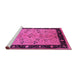 Sideview of Machine Washable Oriental Pink Traditional Rug, wshurb518pnk