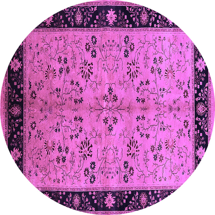 Round Oriental Purple Traditional Rug, urb518pur