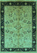 Machine Washable Oriental Turquoise Traditional Area Rugs, wshurb518turq