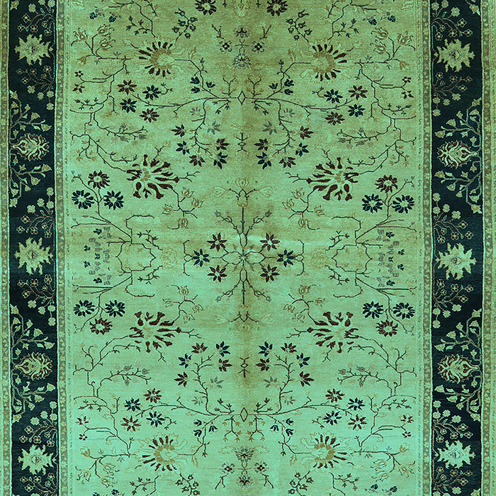 Machine Washable Oriental Turquoise Traditional Area Rugs, wshurb518turq