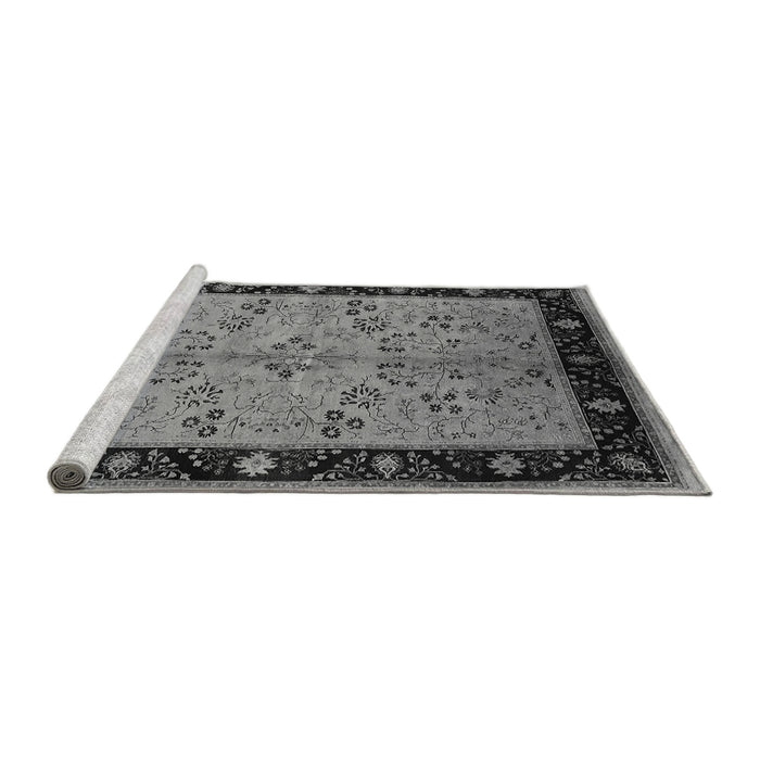 Sideview of Machine Washable Oriental Gray Traditional Rug, wshurb518gry