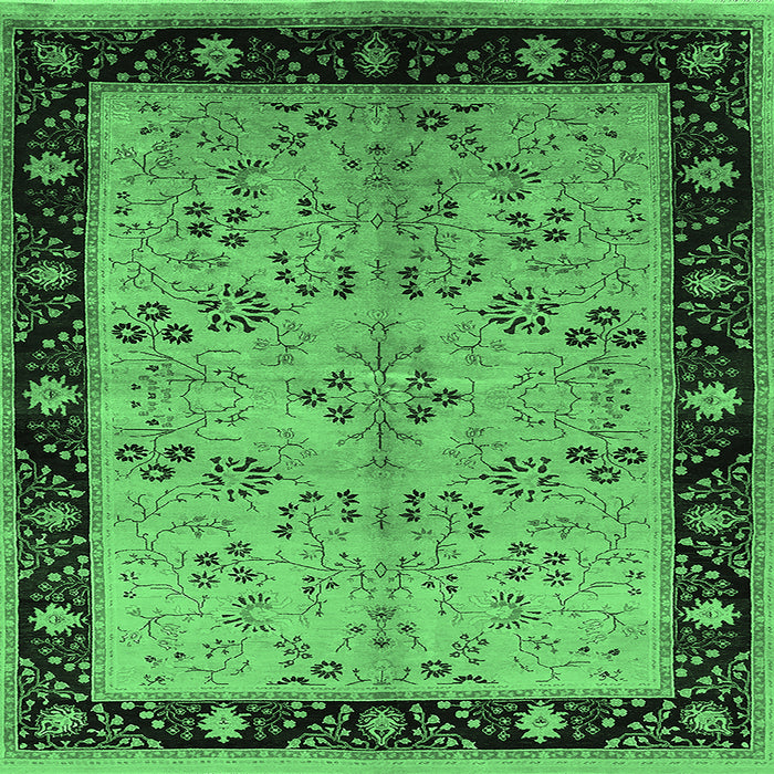Square Oriental Emerald Green Traditional Rug, urb518emgrn
