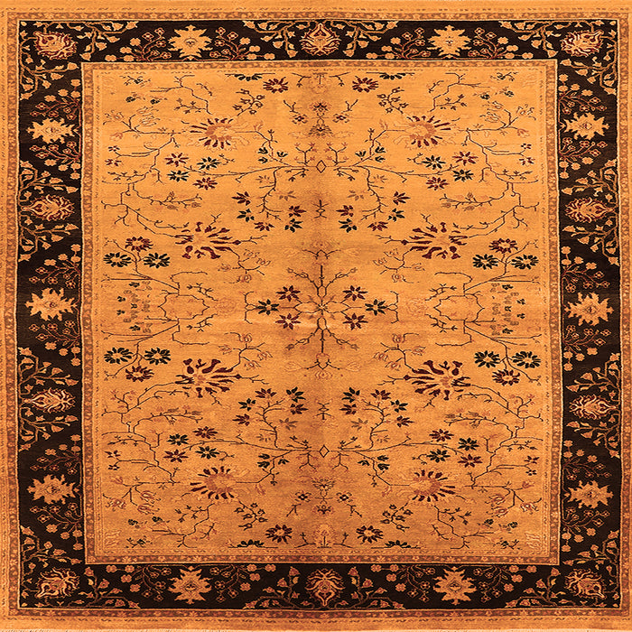 Square Oriental Orange Traditional Rug, urb518org