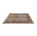 Sideview of Machine Washable Industrial Modern Sienna Brown Rug, wshurb519