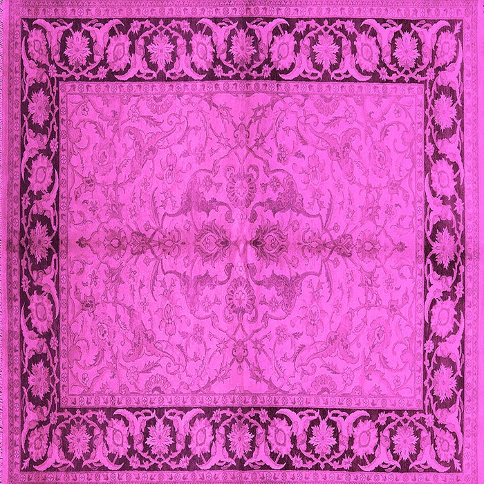 Square Machine Washable Oriental Pink Traditional Rug, wshurb519pnk