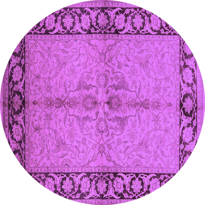 Round Oriental Purple Traditional Rug, urb519pur