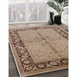 Mid-Century Modern Sienna Brown Oriental Rug in Family Room, urb519