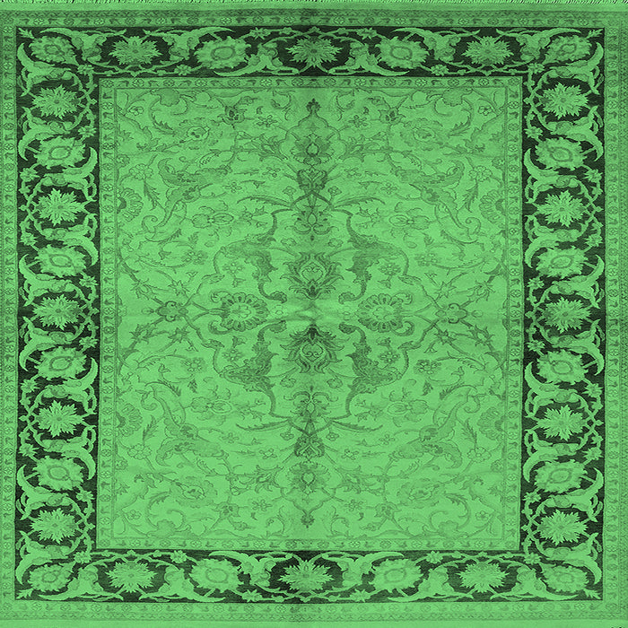 Square Oriental Emerald Green Traditional Rug, urb519emgrn