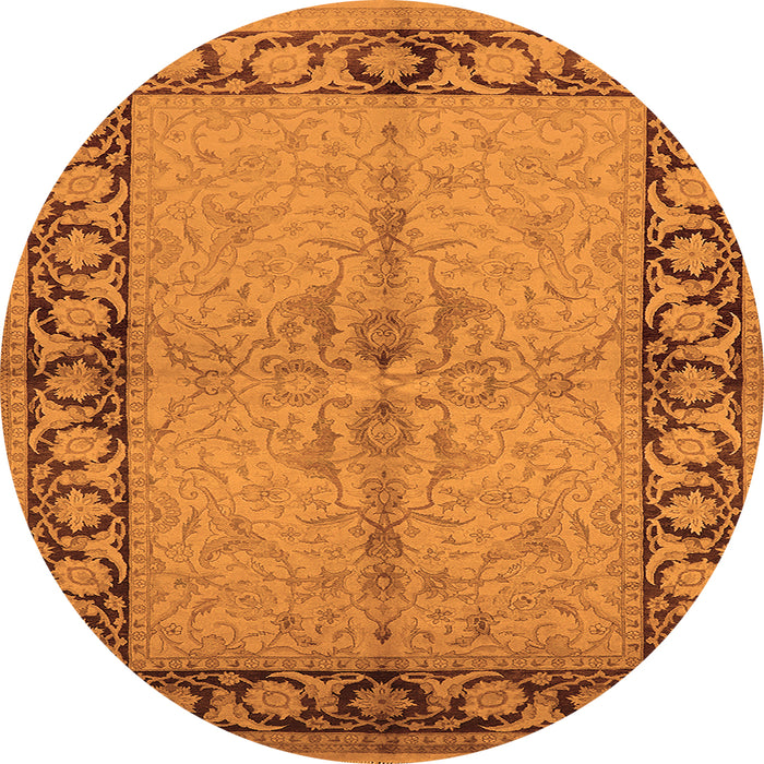 Round Oriental Orange Traditional Rug, urb519org