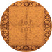 Round Oriental Orange Traditional Rug, urb519org