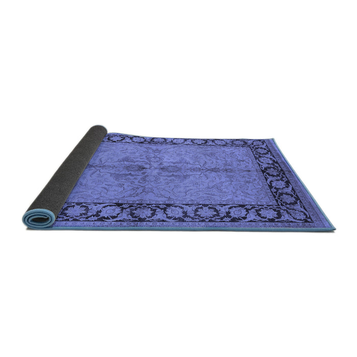 Sideview of Oriental Blue Traditional Rug, urb519blu