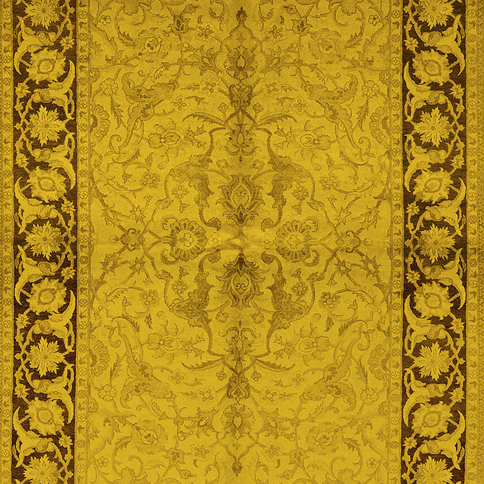 Machine Washable Oriental Yellow Traditional Rug, wshurb519yw
