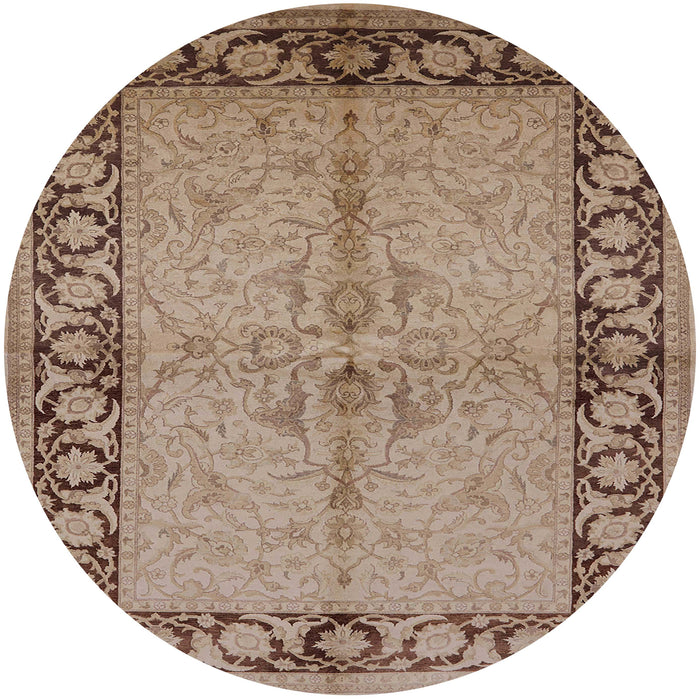 Round Mid-Century Modern Sienna Brown Oriental Rug, urb519