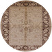 Round Mid-Century Modern Sienna Brown Oriental Rug, urb519