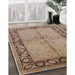 Mid-Century Modern Sienna Brown Oriental Rug in Family Room, urb519