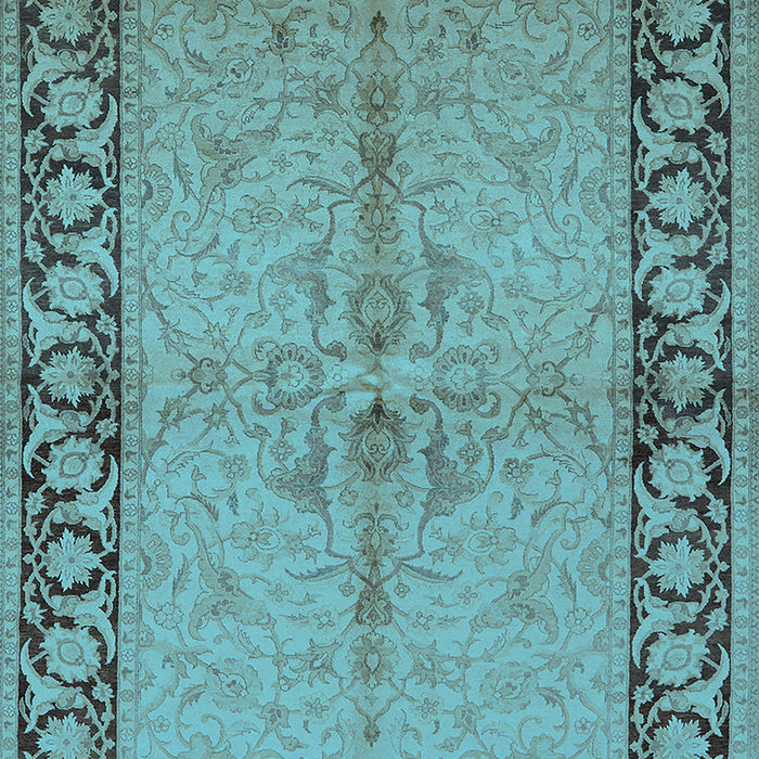 Machine Washable Oriental Light Blue Traditional Rug, wshurb519lblu
