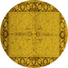 Round Oriental Yellow Traditional Rug, urb519yw