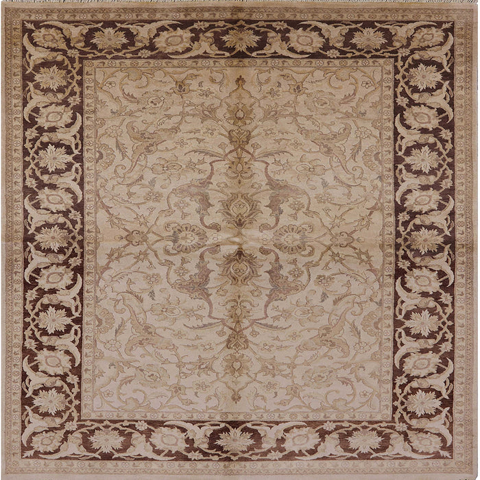 Square Mid-Century Modern Sienna Brown Oriental Rug, urb519
