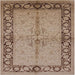 Square Mid-Century Modern Sienna Brown Oriental Rug, urb519