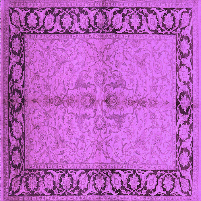 Square Machine Washable Oriental Purple Traditional Area Rugs, wshurb519pur