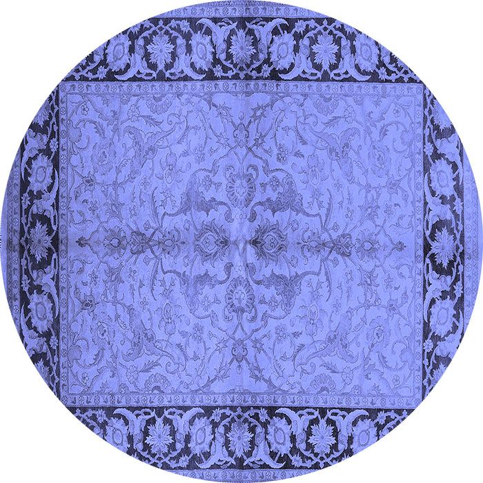 Round Oriental Blue Traditional Rug, urb519blu