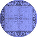Round Oriental Blue Traditional Rug, urb519blu