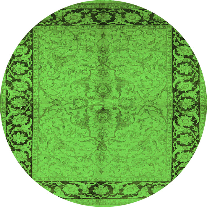 Round Oriental Green Traditional Rug, urb519grn