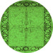 Round Oriental Green Traditional Rug, urb519grn