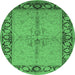 Round Oriental Emerald Green Traditional Rug, urb519emgrn