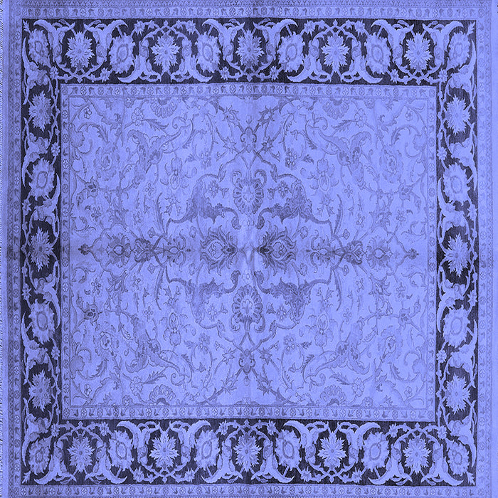 Square Machine Washable Oriental Blue Traditional Rug, wshurb519blu