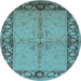 Round Oriental Light Blue Traditional Rug, urb519lblu