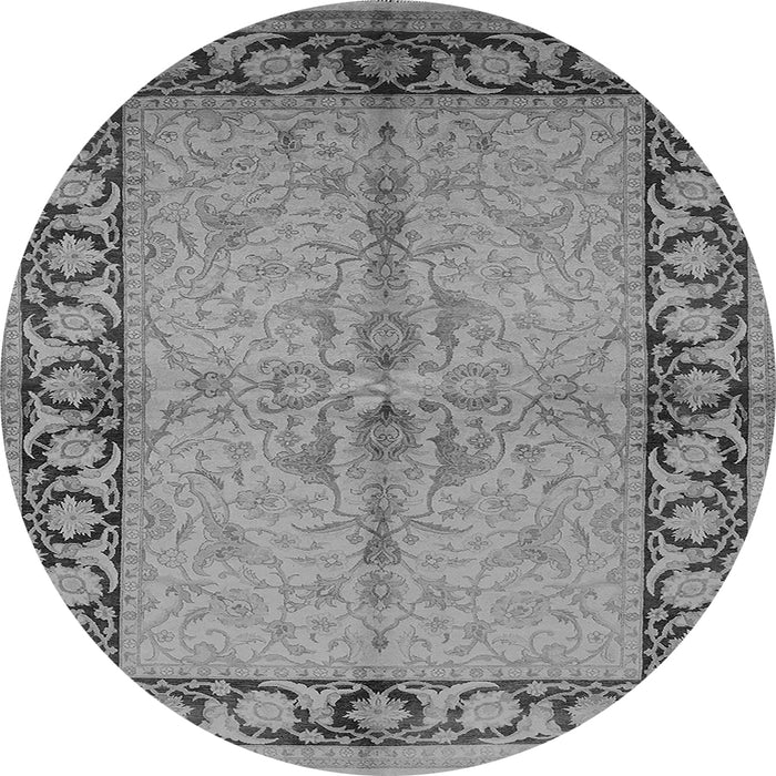 Round Machine Washable Oriental Gray Traditional Rug, wshurb519gry