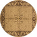 Round Oriental Brown Traditional Rug, urb519brn