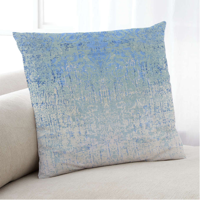 Lifestyle Image of Mid-Century Modern Urban Square Denim Blue Throw Pillow, 18 inch by 18 inch, pwurb51