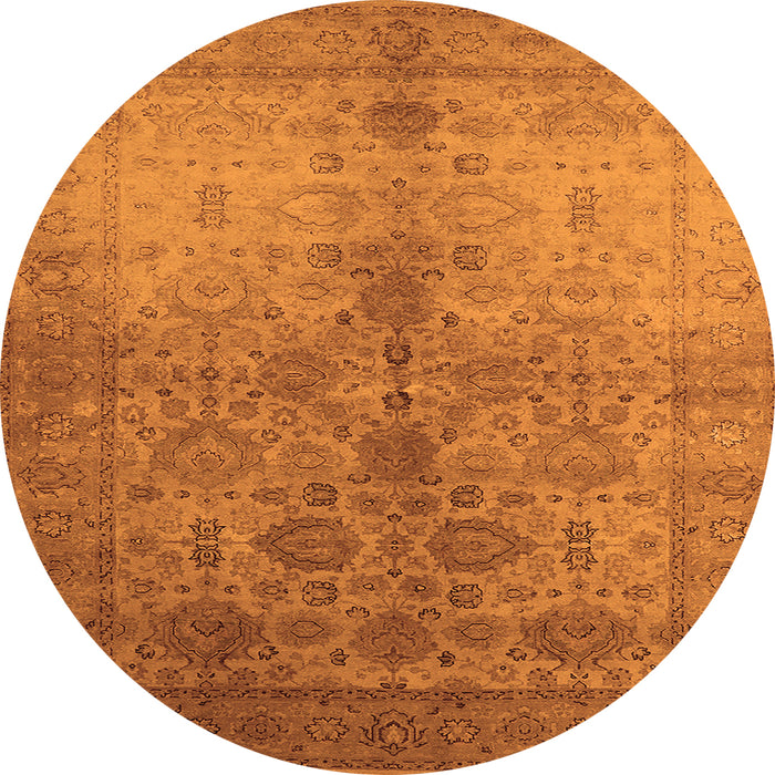 Round Oriental Orange Traditional Rug, urb520org
