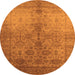 Round Oriental Orange Traditional Rug, urb520org