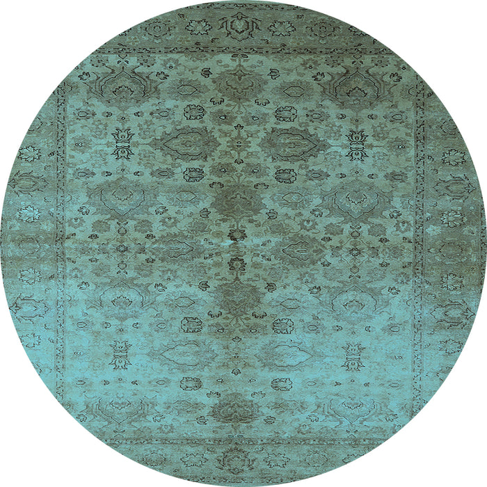 Round Oriental Light Blue Traditional Rug, urb520lblu