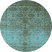 Round Oriental Light Blue Traditional Rug, urb520lblu