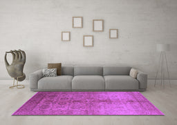 Machine Washable Oriental Purple Traditional Area Rugs in a Living Room, wshurb520pur