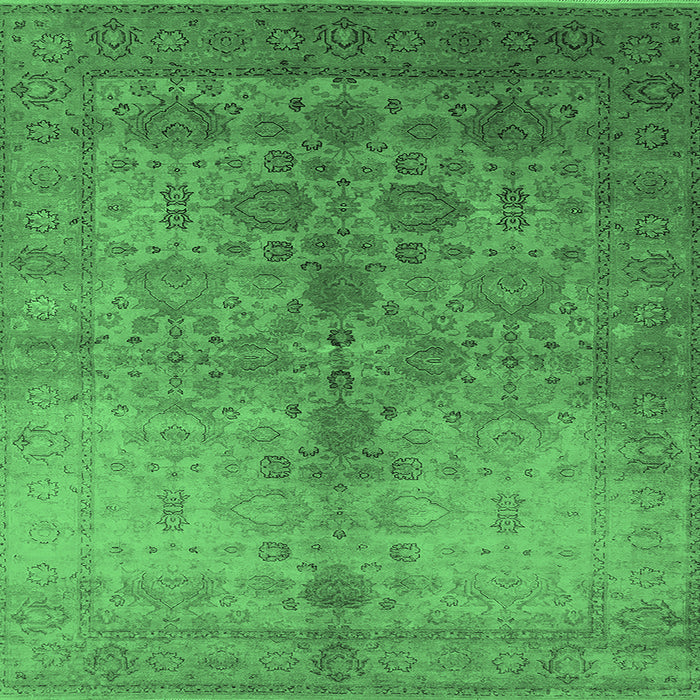 Square Oriental Emerald Green Traditional Rug, urb520emgrn