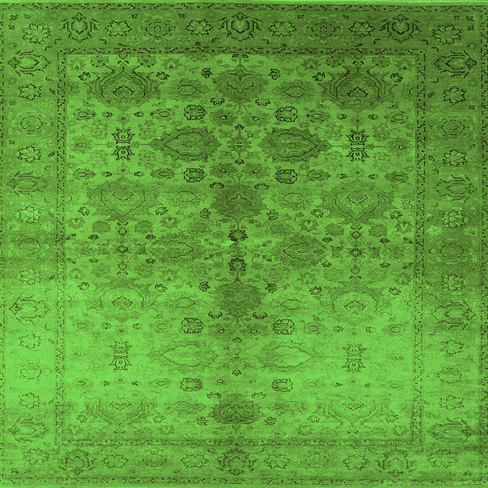 Square Machine Washable Oriental Green Traditional Area Rugs, wshurb520grn
