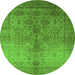 Round Oriental Green Traditional Rug, urb520grn