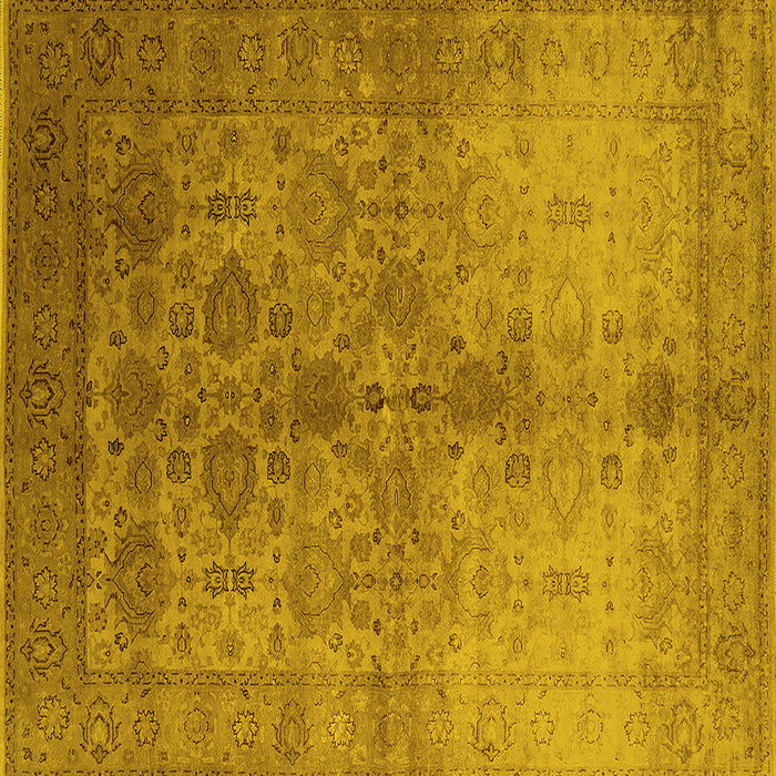 Square Machine Washable Oriental Yellow Traditional Rug, wshurb520yw