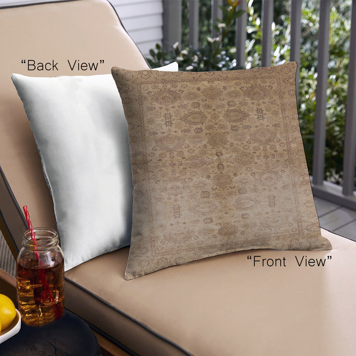 Front View of Mid-Century Modern Urban Square Light Brown Throw Pillow, 18 inch by 18 inch, pwurb520