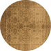 Round Oriental Brown Traditional Rug, urb520brn